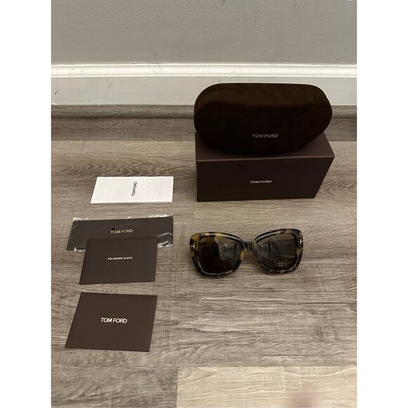 BNIB Tom Ford FT1008 55J Plastic Havana Roviex Cat-Eye Sunglasses Brown $440 main image 11